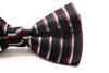 Mens Black, Red & Silver Striped Patterned Bow Tie