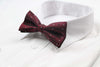 Mens Black & Red Diagonal Stripes With Black & White Polka Dots Patterned Bow Tie