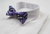 Mens Purple Violet Plaid Patterned Bow Tie