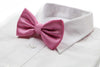 Mens Baby Pink Plain Coloured Checkered Bow Tie