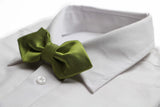 Mens Light Green Diamond Shaped Checkered Bow Tie