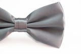 Mens Silver Solid Plain Colour Bow Tie