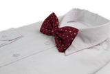 Mens Dark Red Square Patterned Bow Tie