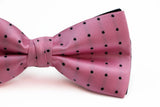 Mens Pink With Black Polka Dots Patterned Bow Tie