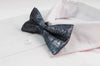 Mens Charcoal Sparkly Glitter Patterned Bow Tie