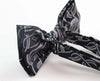 Mens Black Grey Patterned Bow Tie