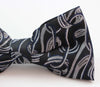 Mens Black Grey Patterned Bow Tie
