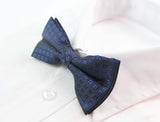 Mens Black & Navy Patterned Bow Tie