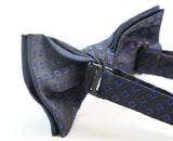 Mens Black & Navy Patterned Bow Tie