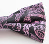 Mens Gunmetal & Purple Patterned Bow Tie