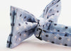 Mens Light Blue White Black & White Polka Dots Patterned Bow Tie