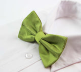 Mens Light Green Plain Coloured Checkered Bow Tie