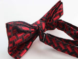 Mens Black & Red Tetris Patterned Bow Tie