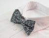 Mens Silver & Black Floral Patterned Bow Tie