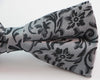 Mens Silver & Black Floral Patterned Bow Tie