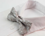 Mens Light Grey Patterned Bow Tie