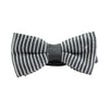 Mens Black & White Vertical Striped Knitted Bow Tie