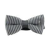 Mens Black & White Vertical Striped Knitted Bow Tie