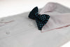 Mens Black With Light Blue Small Polka Dot Patterned Bow Ties