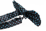 Mens Black With Light Blue Small Polka Dot Patterned Bow Ties