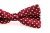 Mens Dark Red With White Small Polka Dot Patterned Bow Ties
