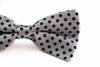 Mens White With Black Small Polka Dot Patterned Bow Ties