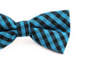 Mens Aqua & Black Checkered Patterned Bow Tie