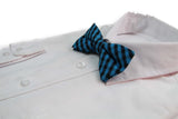 Mens Aqua & Black Checkered Patterned Bow Tie