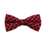 Mens Red & Black Checkered Patterned Bow Tie