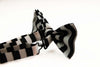 Mens Black & White Thick Vertical Striped Patterned Bow Tie