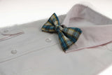 Mens Blue & White Tarten Patterned Bow Tie