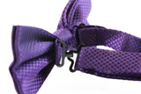Mens Dark Purple Disco Shine Checkered Patterned Bow Tie