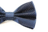 Mens Midnight Blue Disco Shine Checkered Patterned Bow Tie