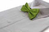 Mens Light Green Disco Shine Checkered Patterned Bow Tie