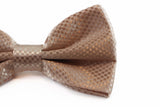 Mens Latte Disco Shine Checkered Patterned Bow Tie