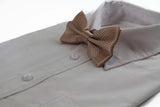 Mens Latte Disco Shine Checkered Patterned Bow Tie