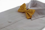 Mens Yellow Disco Shine Checkered Patterned Bow Tie