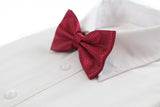 Mens Maroon Disco Shine Checkered Patterned Bow Tie
