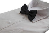 Mens Gunmetal Plain Coloured Large Patterned Checkered Bow Tie