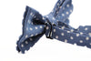 Mens Blue Grey & White Cord Polka Dot Patterned Bow Tie