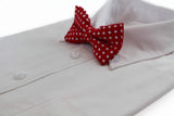 Mens Red & White Cord Polka Dot Patterned Bow Tie