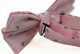 Mens Light Pink Preppy Anchor Patterned Cotton Bow Tie