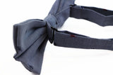 Mens Navy Denim Preppy Insects Patterned Cotton Bow Tie