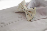 Mens Cream Preppy Insects Patterned Cotton Bow Tie