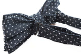 Mens Black With White Star Cotton Bow Tie