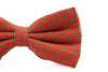 Mens Orange With Green Star Patterned Cotton Bow Tie