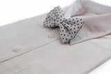 Mens White With Black Star Patterned Cotton Bow Tie