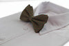 Mens Brown With Green Star Patterned Cotton Bow Tie