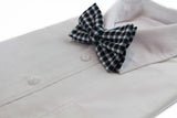 Mens Green Thick Double Layered Checkered Cotton Bow Tie
