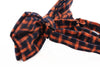 Mens Orange Thick Double Layered Checkered Cotton Bow Tie